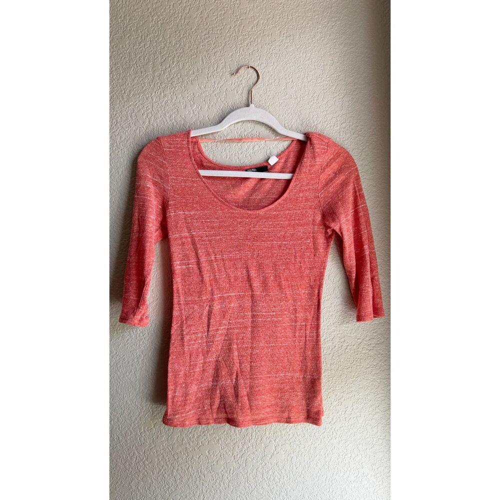 BDG Urban Outfitters Coral Heathered Scoop Neck 3/4 Sleeve Top Small